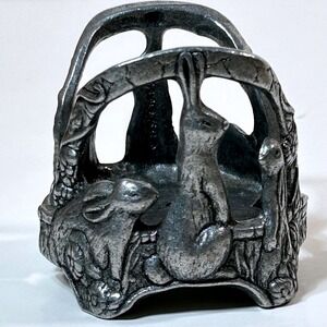Vintage 1997 Carson Pewter Rabbit Bunny Candle Holder Votive
